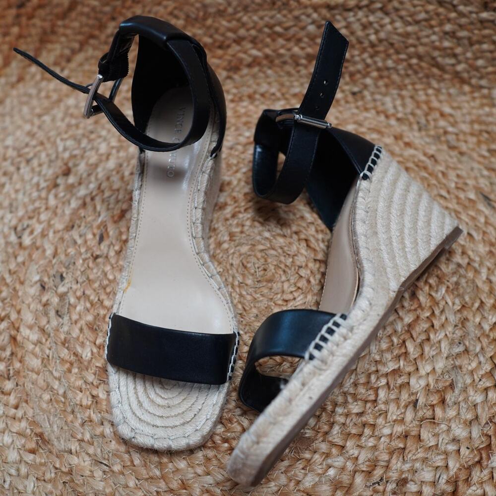 Vince Camuto Black Espadrille Wedges 8.5M